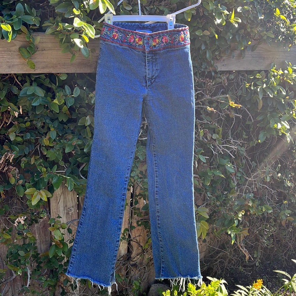 vintage embroidered 90s flare jeans